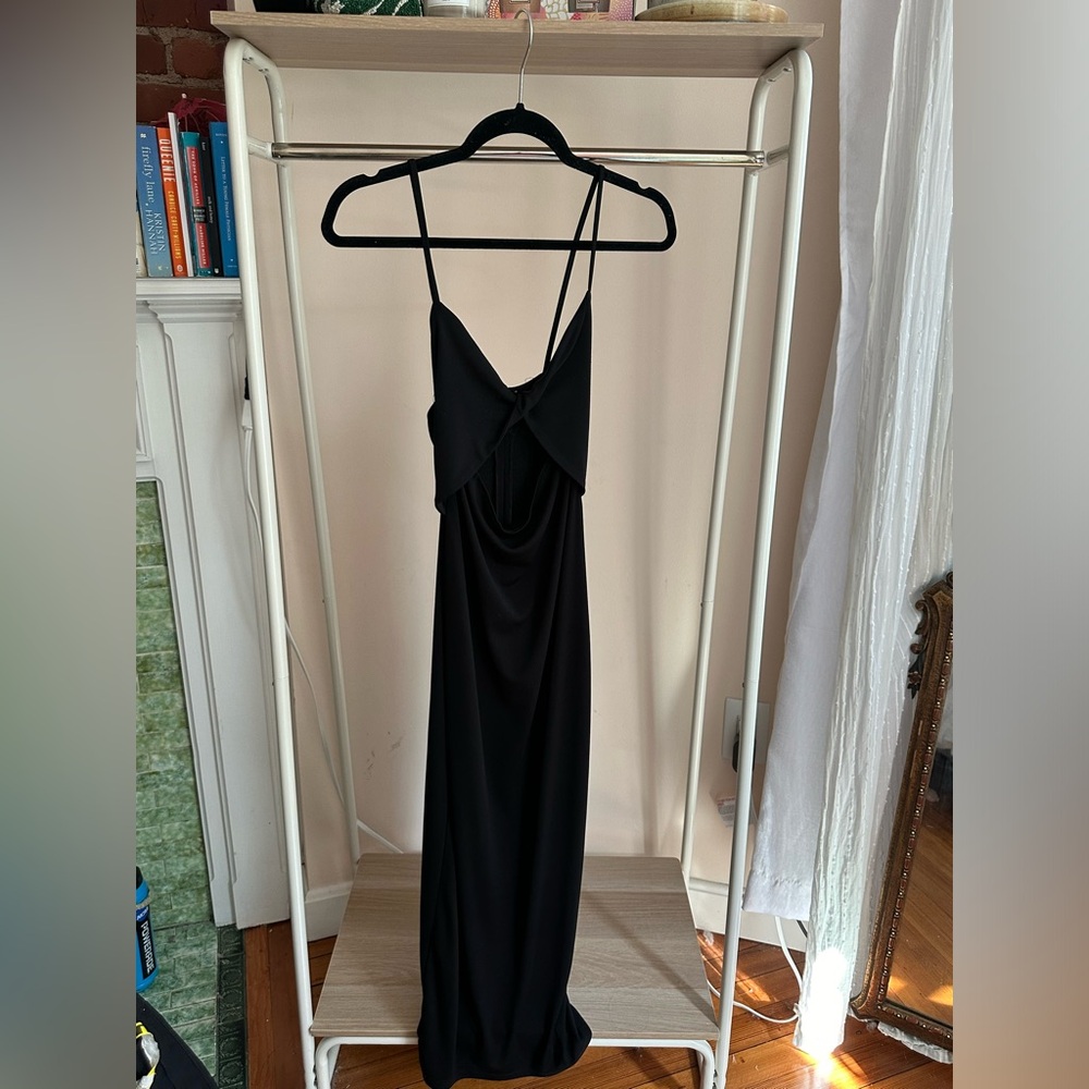 Zara tie front black midi dress